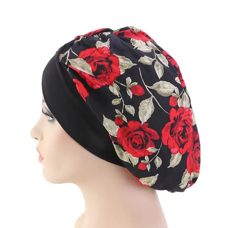 Женская тюрбан с цветочным принтом Ночная шапка для сна хлопок химиотерапия