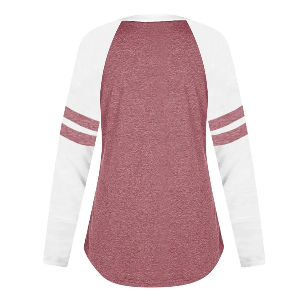 20 # женская блузка в полоску стиле пэчворк с круглым вырезом и принтом длинным