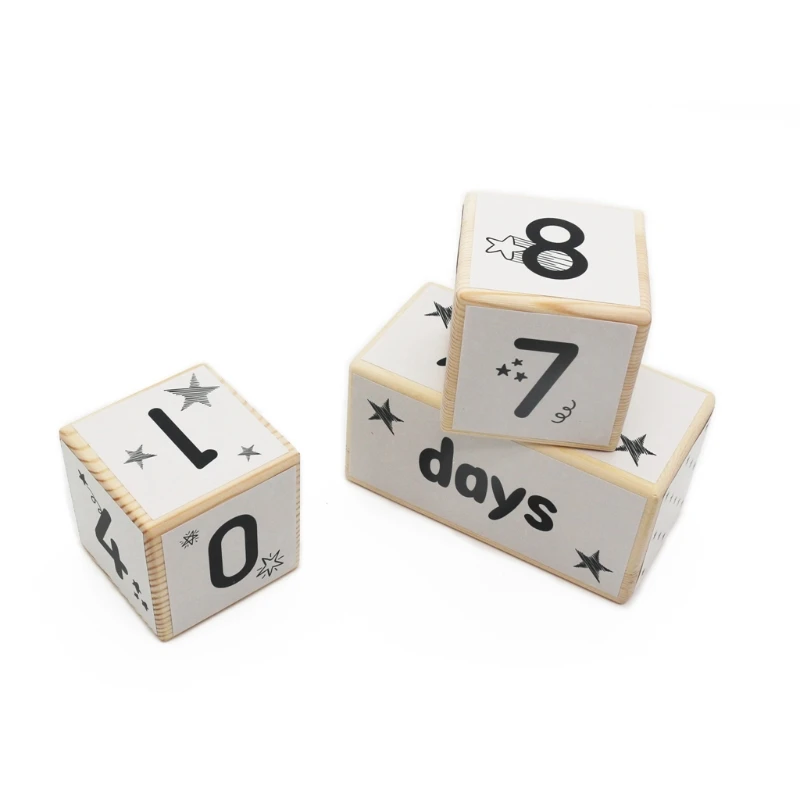 

Milestone Solid Wood Age Blocks Baby Age Photo Blocks Keepsake Educational Toy Q1FE