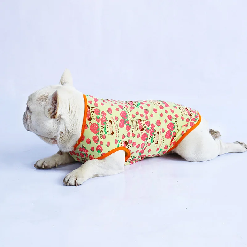 

Весна и лето Собака одежда из хлопка для маленьких Одежда для питомцев, панель в форме французского бульдога с классным принтом жилет костю...