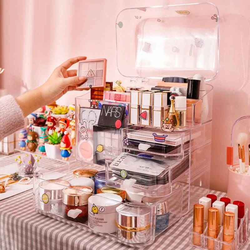 Многофункциональная коробка для хранения косметики 8 в 1 настольная стойка