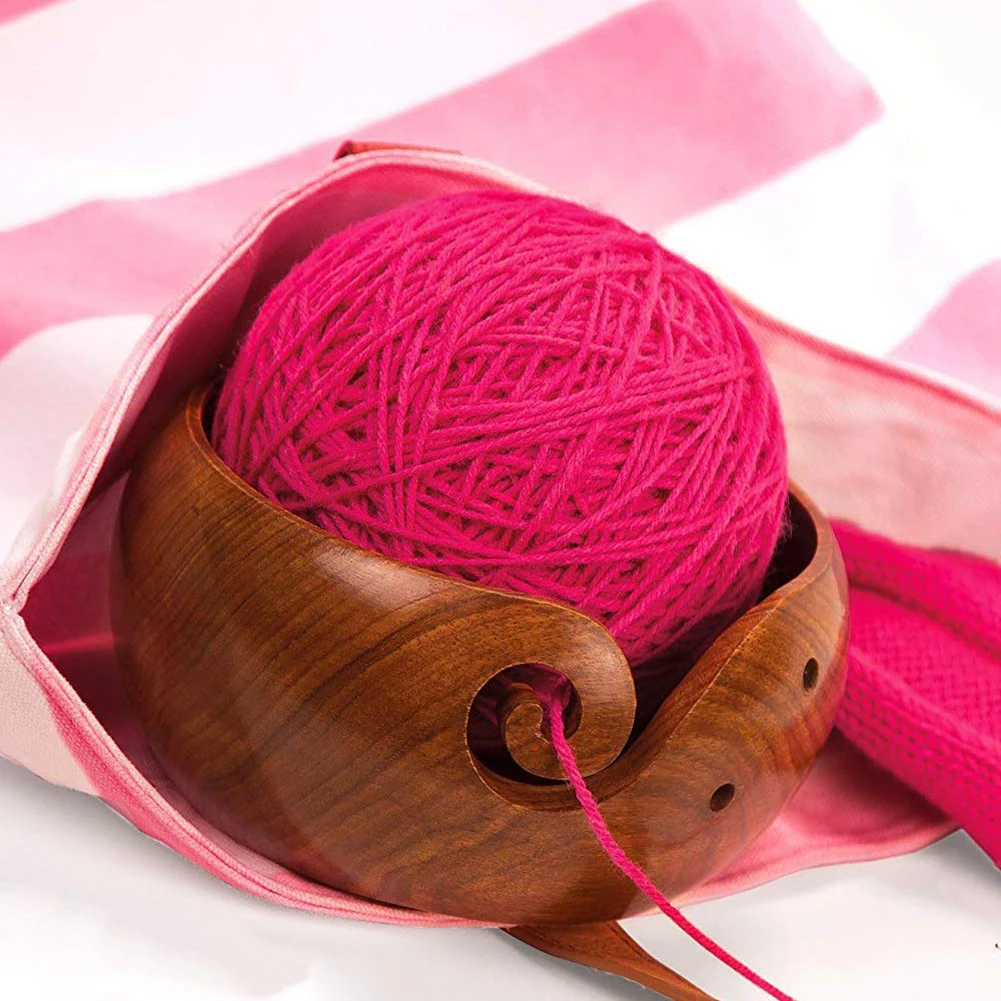 Большая Акция экологически чистая деревянная чаша для хранения пряжи органайзер