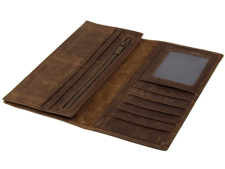 

Модный винтажный Длинный кошелек для мужчин и женщин, кошелек для кредитных карт с внутренней молнией, кошельки двойного сложения, Длинный ...