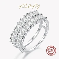 ailmay 2021 new genuine 925 sterling silver luxury aaaaa cz rectangle sparkling rings for women wedding engagement fine jewelry