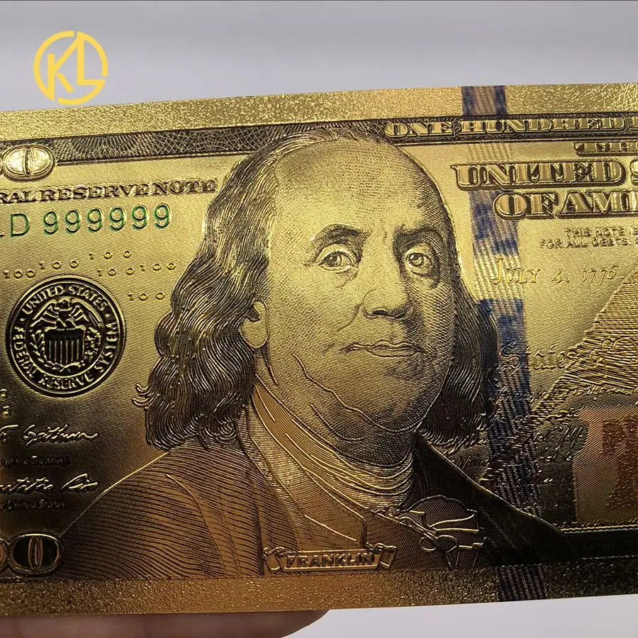 1 шт. поддельные Американские доллары 100 доллара Золотая Банкнота с сумкой COA для