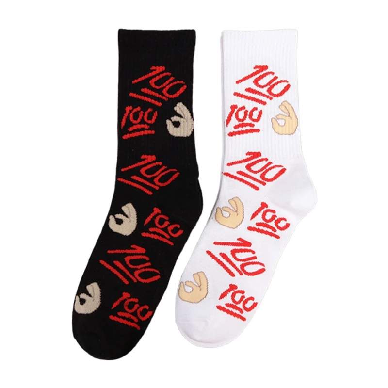 

New 1 Pair Unisex Fashion Hosiery Sock Women OK Print Cool Crew Socks Men Funny Soft Socks