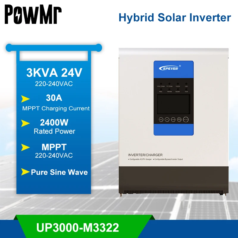 EPever 24V 3000VA Чистая синусоида солнечный инвертор и 30A MPPT зарядное устройство Макс 100V