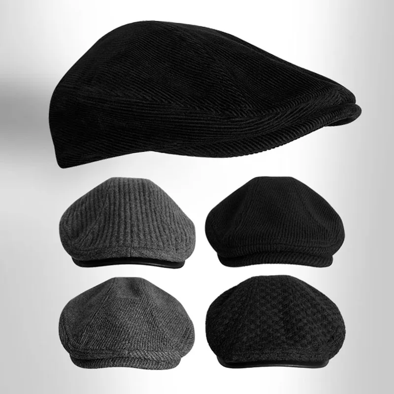 

Newsboy Hat middle-aged men advance hats qiu dong young women to restore ancient ways the hat beret pure black warm cap