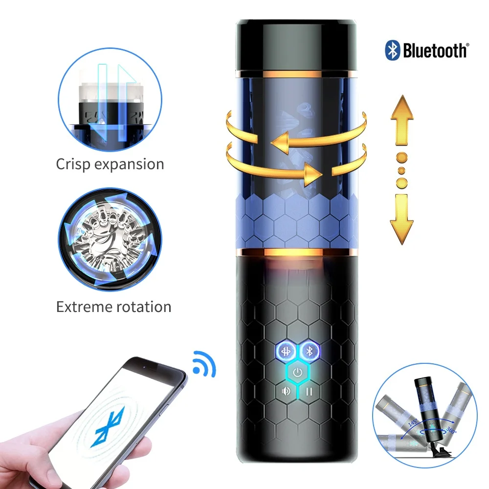 Online Bluetooth Kontrol Seks Makinesi Otomatik Teleskopik Rotasyon Masturbator Kupası Vajina Vibratör Masaj Aleti Seks Oyuncakları Eller Serbest Erkekler Için