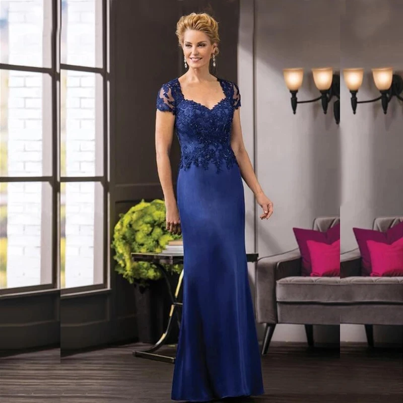 

Синее кружевное элегантное платье для женщин для свадебной вечеринки, длинное шифоновое свадебное платье для мам, длинное платье для госте...