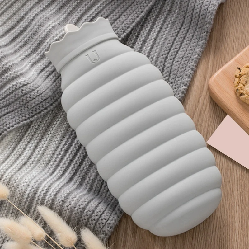 Xiaomi Jordan&Judy сумка для горячей воды 620 мл/313 мл Микроволновая печь нагревательная силиконовая бутылка зимний нагреватель с трикотажной крышкой грелка горячей воды - Цвет: Grey