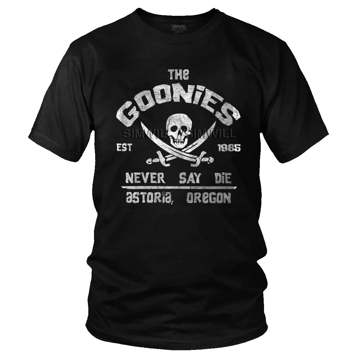 

Handsome Tshirt Men The Goonies T Shirt Never Say Die Short Sleeved Soft Cotton Tee Graphic Movie Film T-shirt Clothing