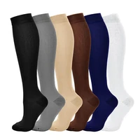 nylon compression socks for men women varicose vein leg knee high support sockings solid color stretch long thigh high socks