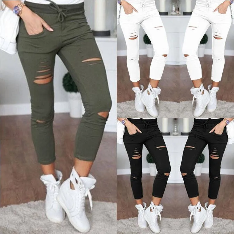 

2021 New Ripped Jeans For Women Women Big Size Ripped Trousers Stretch Pencil Pants Leggings Women Jeans