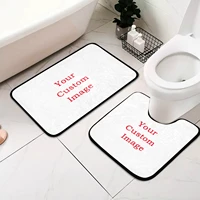 personalized custom 2 pieces set bathroom mat flannel anti slip water absorbent toilet bath mat carpet shower room diy area rug