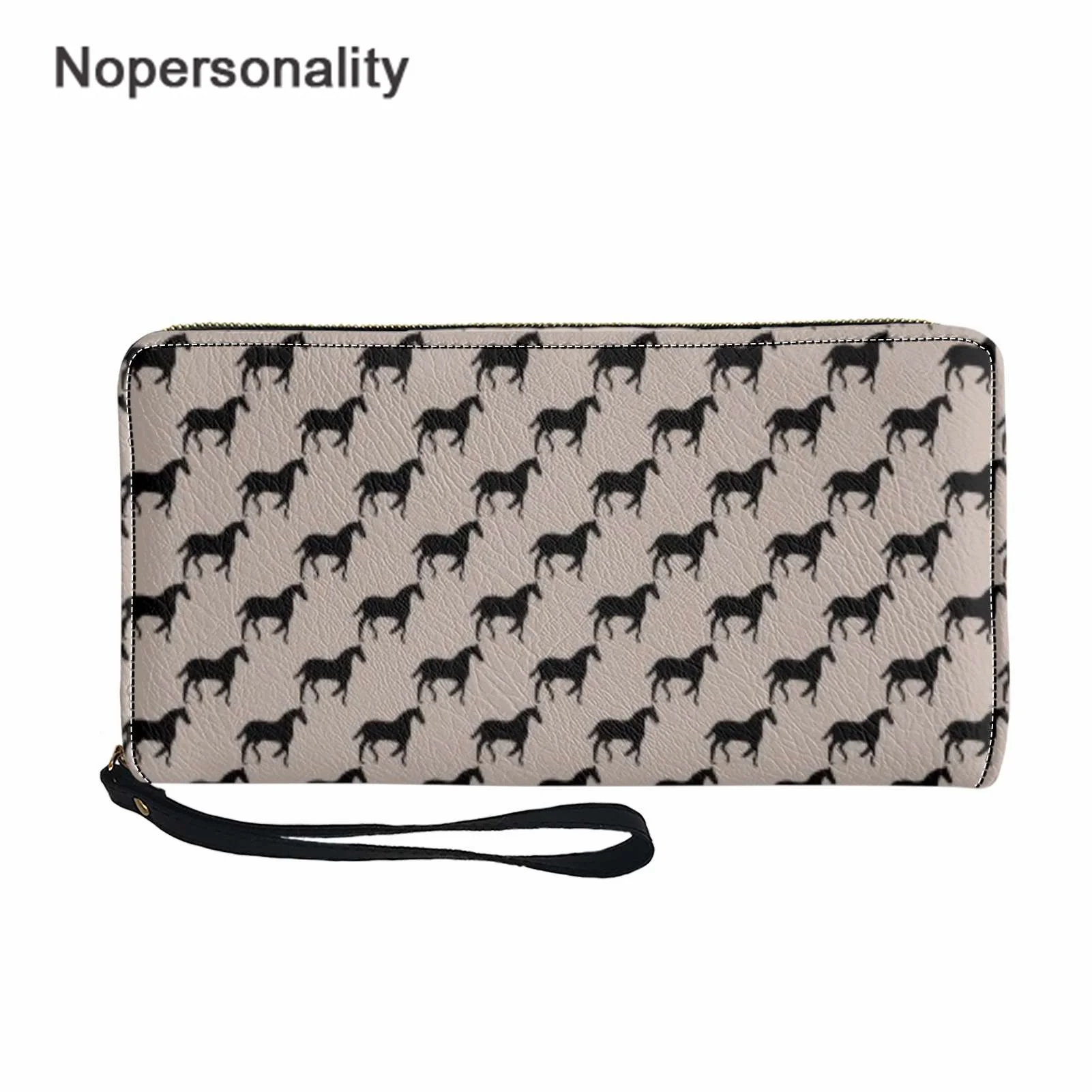 

Noperisonality Cute Wallet Cartoon Horse Design Casual Zipper Wallet Coins Purse Long Credit Card Clutch Money Clip for Lady