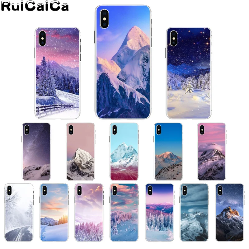 RuiCaiCa зимний Снежный горный Sceneary Мягкий ТПУ чехол для телефона Apple iPhone 8 7 6 6S Plus X XS MAX 5 5S SE XR сотовые телефоны