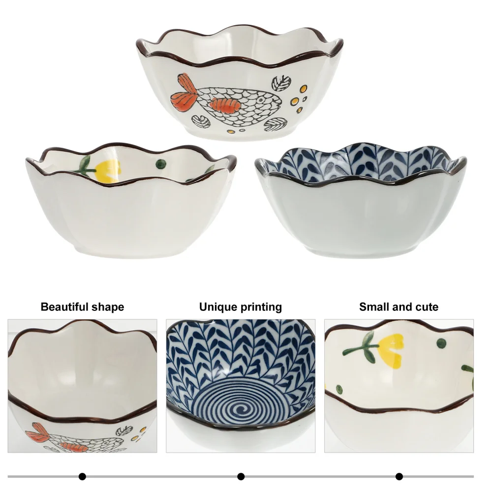 

3 Pcs Ceramic Vinegar Dishes Practical Sauce Dishes Multipurpose Dipping Plates