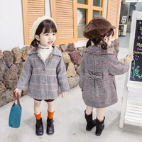 girls babys kids wool coat jacket 2021 bow warm thicken plus velvet winter autumn cotton%c2%a0outerwear childrens clothes