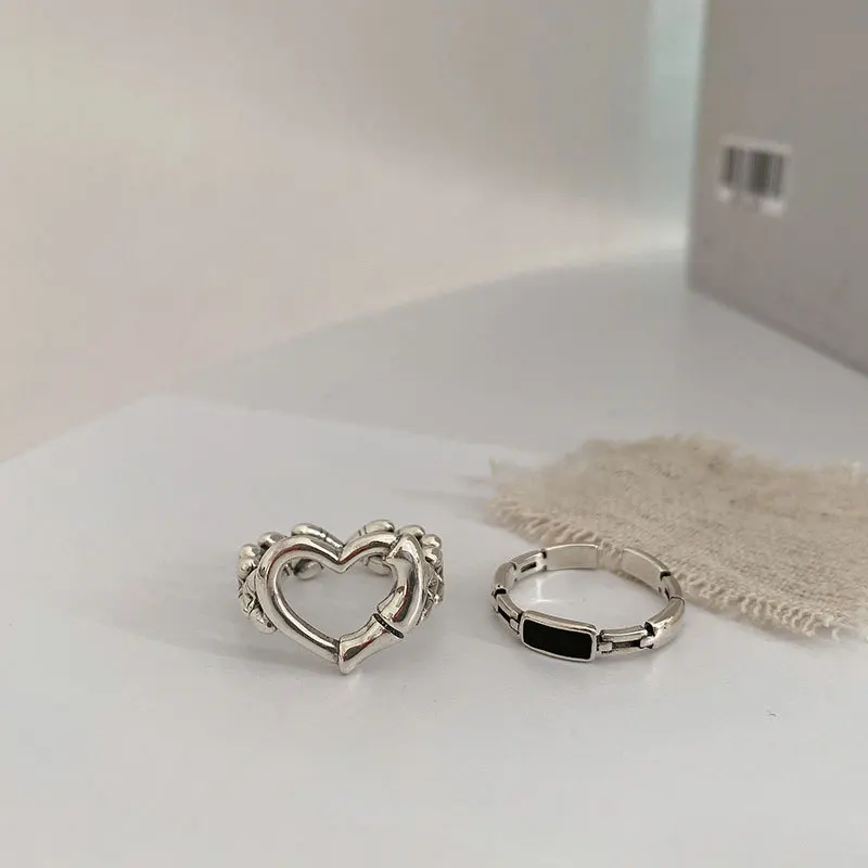 

Todorova 925 Sterling Silver Fashion Retro Love Heart Ring For Women Thai Silver Jewelry Minimalist Accessories Gift