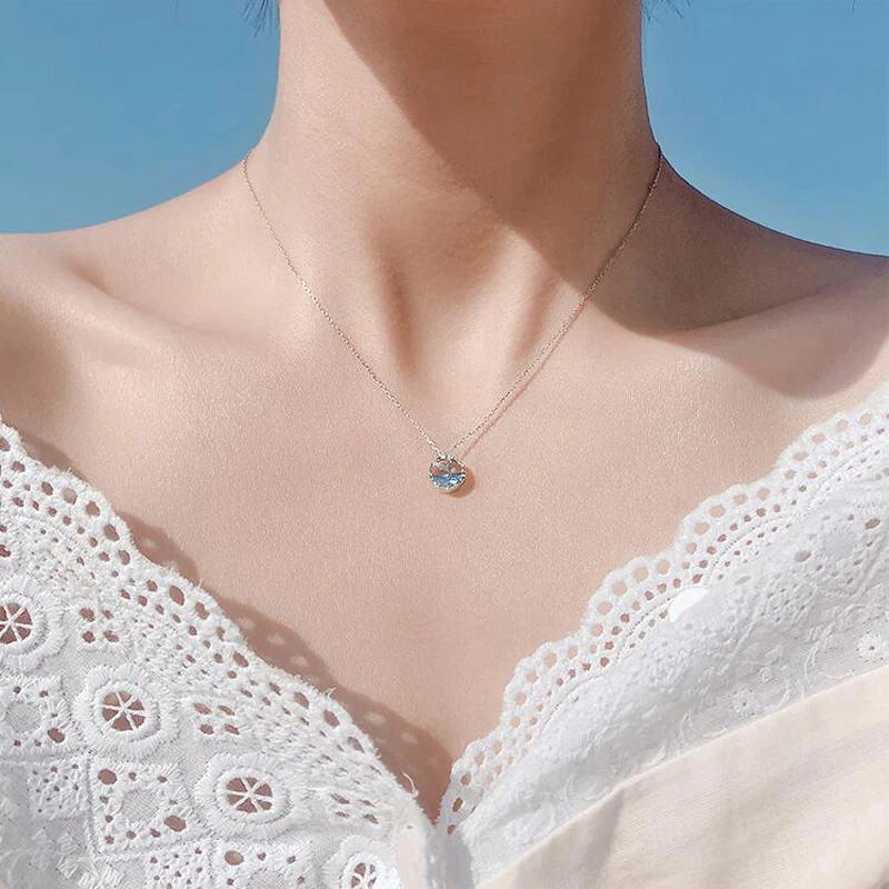 Женское Ожерелье из пенопласта серебро 925 пробы слезы русалки синий чокер с