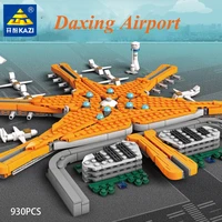 kazi 930pcs airport house model building blocks bricks chinese creative architecture lighting assembly toys for kids gifts
