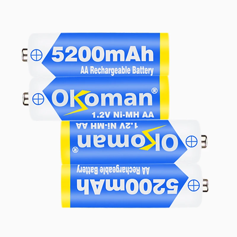 2019 Лот 1 2 в 5200 мАч Никель металлогидридные AA предварительно заряженные