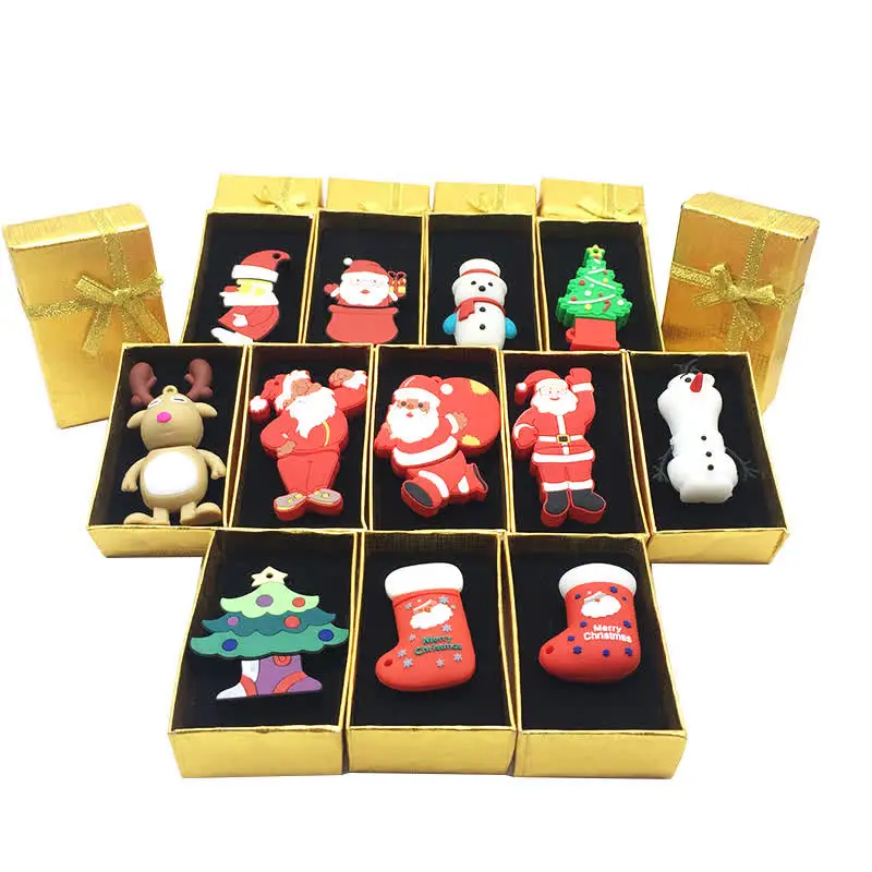 USB флеш-накопитель 128 ГБ мультяшный usb-кабель с Санта-Клаусом 2,0 флеш-накопитель 4 ГБ 8 ГБ 16 ГБ Флешка 32 ГБ флеш-карта памяти 64 Гб Рождественская серия