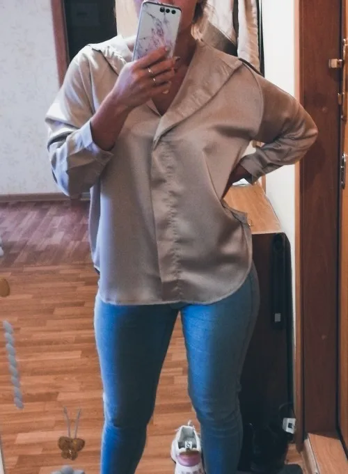 Корейская модная одежда из атласа с длинным рукавом, блуза, винтажная женская уличная рубашка с v-образным вырезом, элегантная блуза из искусственного шелка 5273 50