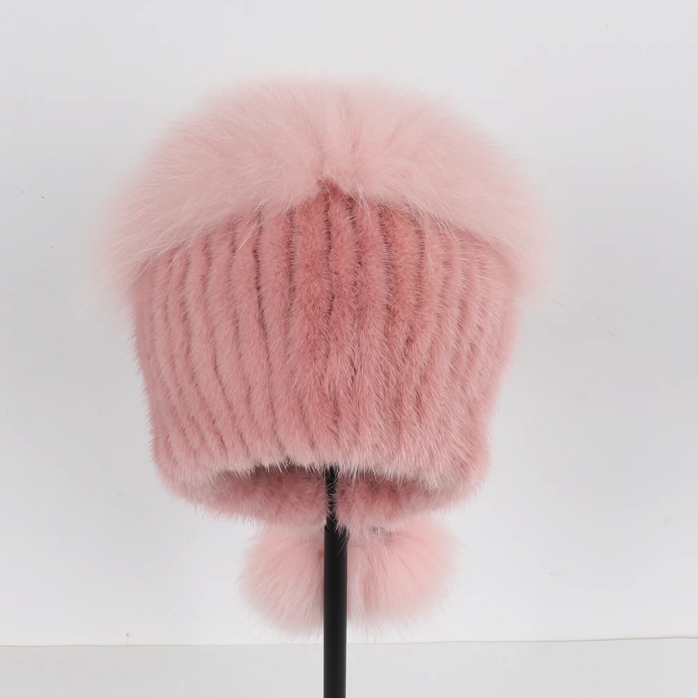 Женская зимняя шапка из натурального меха норки | Аксессуары для одежды