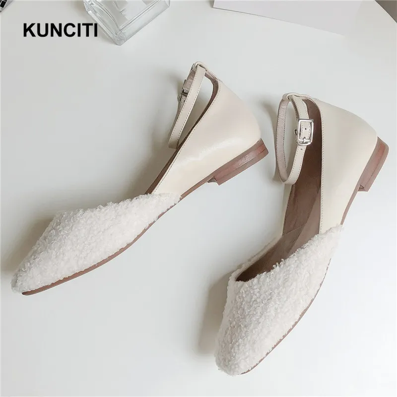 KUNCITI/; женская обувь на плоской подошве; женская кожаная обувь с ремешком на щиколотке; женская повседневная обувь; эспадрильи в европейском стиле; модная дизайнерская обувь; F9146