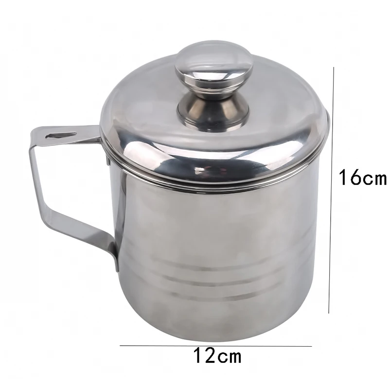 1.2L Stainless Steel Oil Filter Pot Leakproof Can Grease Container Tank Residue With Strainer Storage | Дом и сад