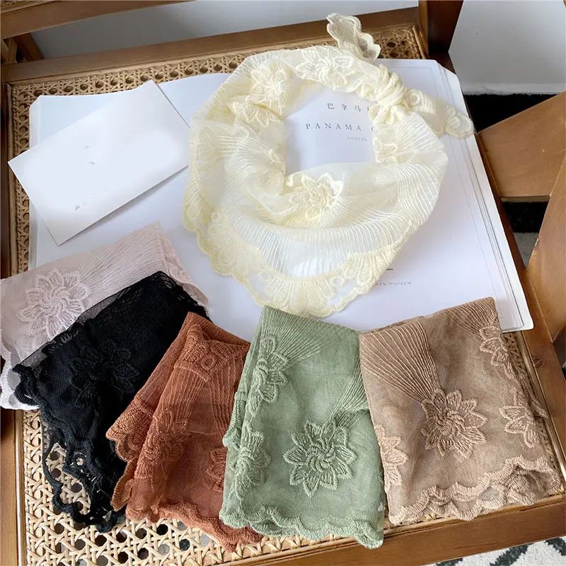 

New Triangle Lace Hair Head Wrap Scarf Neck Decoration Neckwear Handkerchief Headband Shawl Scarves Women Bandana Accessories