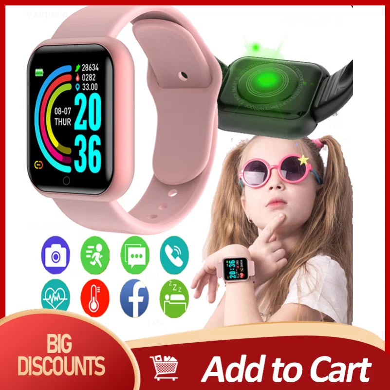

Connected Watch Child Y68 Color Screen Smart Sport Digital Bracelet Activity Running Tracker Heart Rate Kids Watch Y68