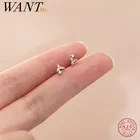 Женские серьги-гвоздики WANTME из серебра 925 пробы с фианитом