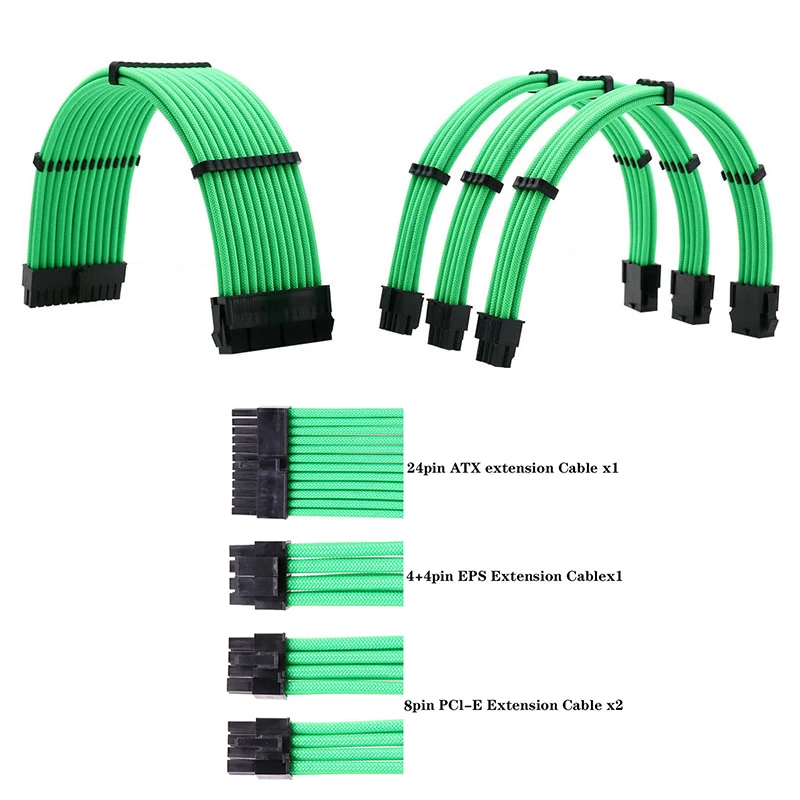 

Адаптер шнур 4 предмета в комплекте, с длинными рукавами, кабели PSU Расширение Комплект 18AWG 30 см блок питания ATX 24pin,CPU4 + 4П, PCI-E 6 + Американская к...