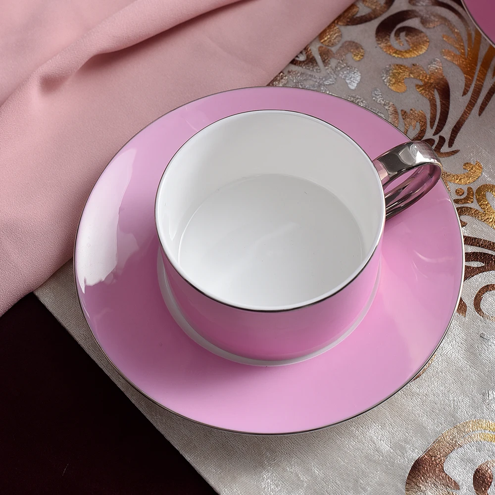 Juego de 15 unids/set de tazas de caf&eacute; de porcelana de hueso delicado, taza de t&eacute; Vintage rosa europea, tetera, platillo, novedad de 2021-5