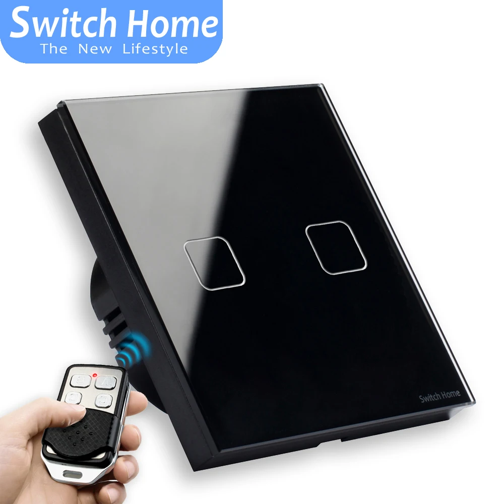 2 банды пульт дистанционного управления выключатель света черное стекло