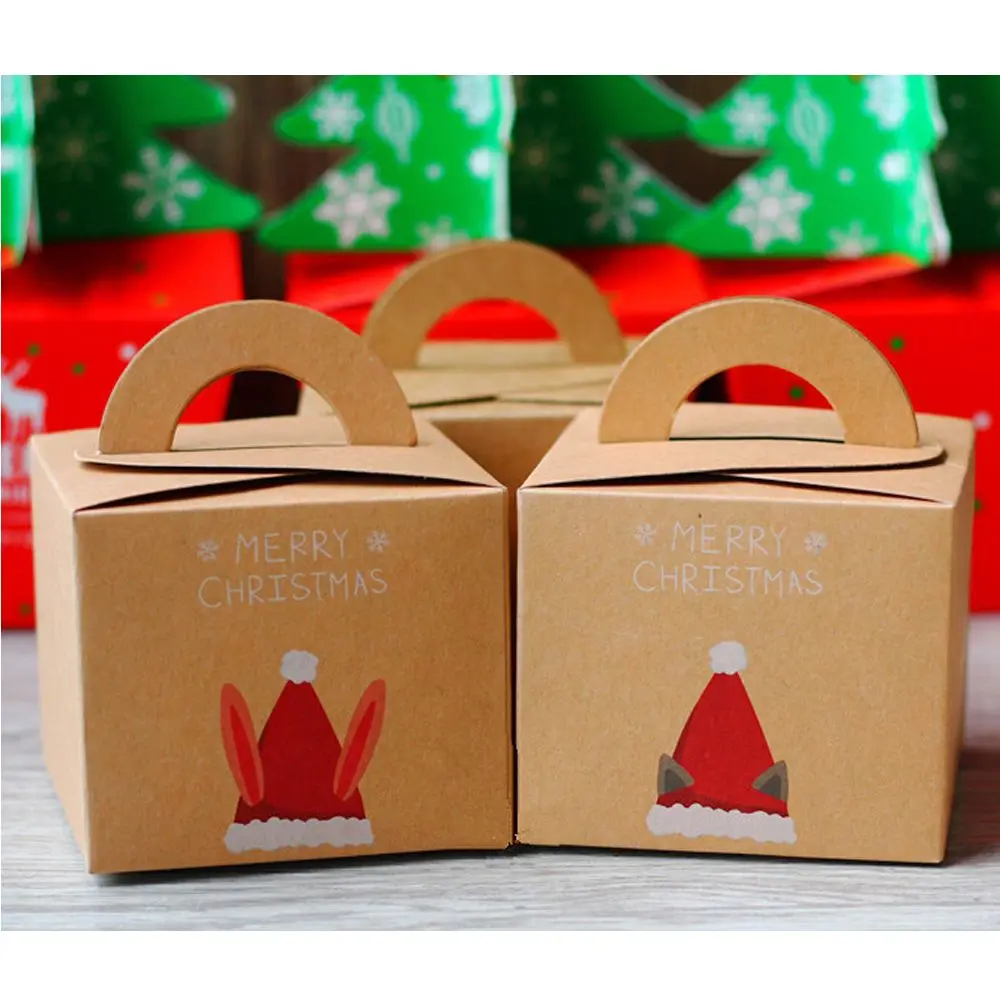 

Christmas Kraft Paper Gift Box Packaging Cardboard Candy Cake Boxes Wedding Favors Box Gift Wrapping 2021