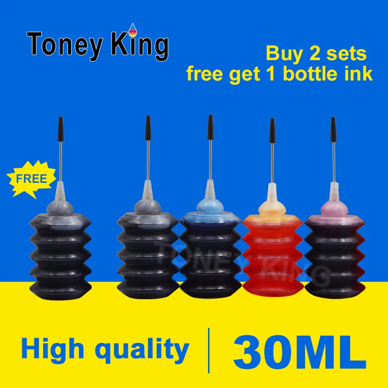 Toney universal (Король 4 бутылки 30 мл Jet принтер чернил Refill комплекты для HP 123 122 121 302 304 301