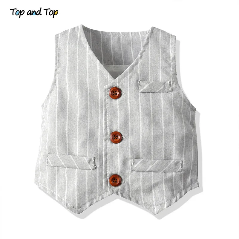 Top and Autumn Winter Fashion Boys Gemtleman Clothing Set Long Sleeve Bowtie Shirt+Waistcoat+Pants Striped Children Suits | Детская