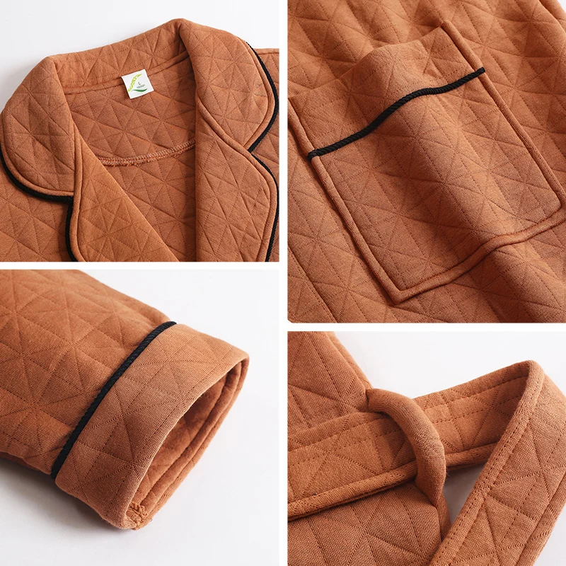 Цвет хаки большие размеры одинаковое Белье для сна халат с длинным рукавом и