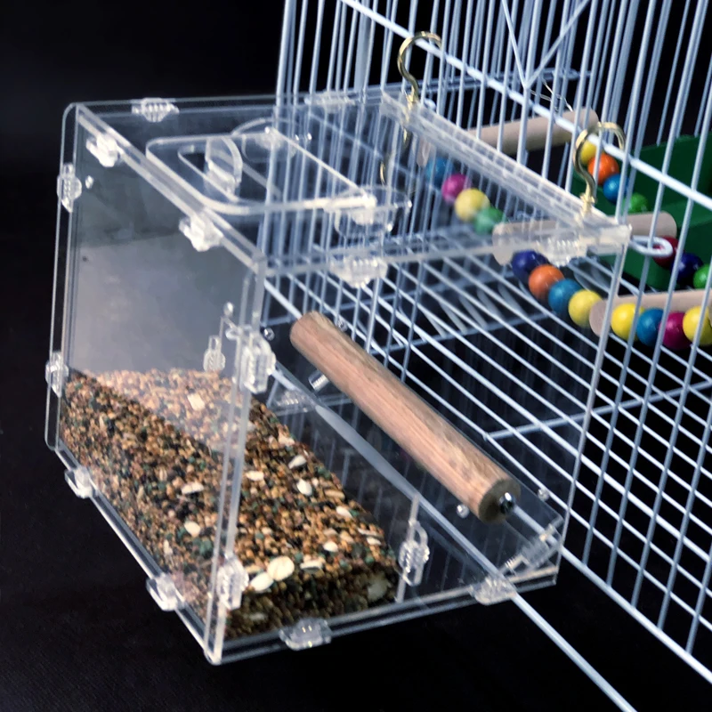 Pаспродажа Акриловая кормушка для птиц, прозрачная коробка для еда для попугая, водонепроницаемая чашка, автоматическая кормушка для птиц, аксессуары ...