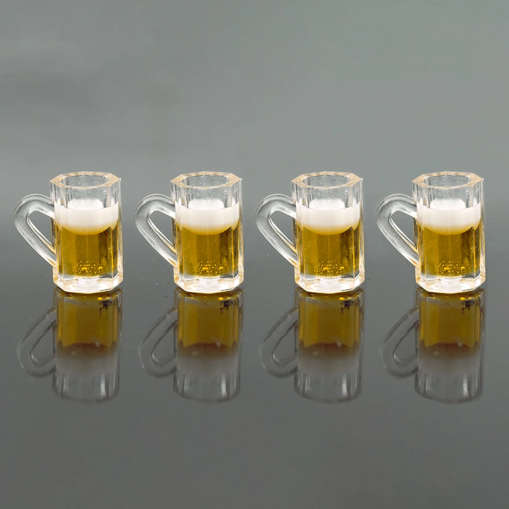 

4Pcs 1/12 Dollhouse Miniature Accessories Beer Mug Simulation Furniture Cup Toys for Doll House Decoration