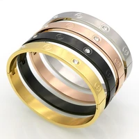 new design zircon and cross nut nail bracelets bangles for women luxury brand jewelry stainless steel screw jewelry pulseiras
