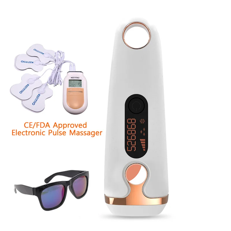 Elec. pulse massager Новейший IPL эпилятор для удаления волос с ЖК-дисплеем 500000, эпилятор, триммер для постоянного бикини, безболезненный электрический эпилятор Vancostar с лазером - Цвет: Elec. pulse massager