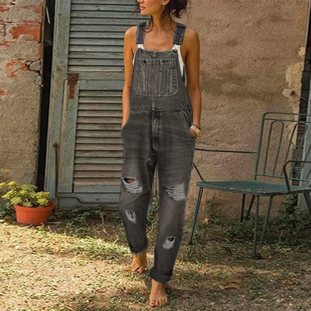 Женские комбинезоны модные джинсовые сексуальные длинные Комбинезоны Monos Largos Mujer