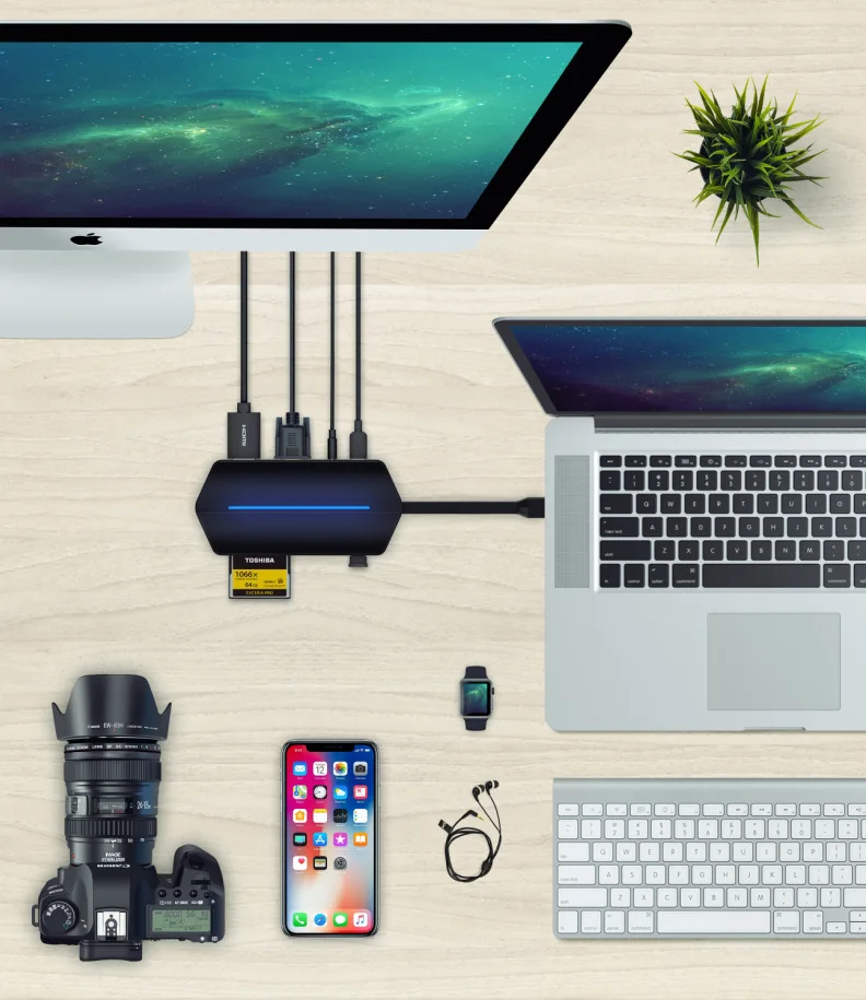 8 в 1 Тип C к HDMI ТВ HDTV VGA видео адаптер конвертер USB 3 0 концентратор CF SD TF кардридер 5