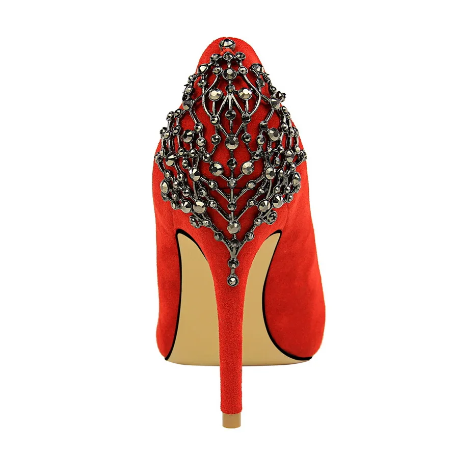 Женские вечерние туфли на высоком каблуке блестящие лодочки из флока с