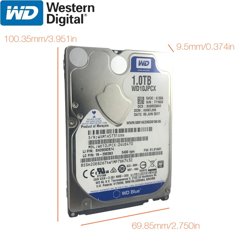 WD Blue 1TB Notebook Hard Drive Disk 5400 RPM 2.5&quot Internal HDD HD Harddisk SATA III 16M Cache 7mm for Gaming Home PS4 Laptop |